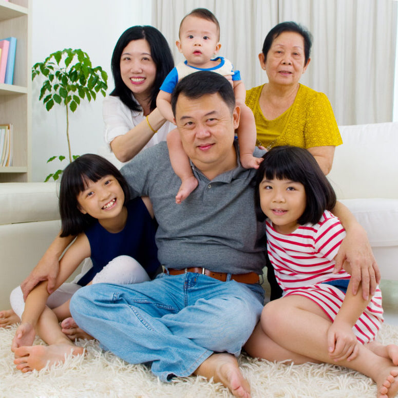 Beautiful asian 3 generations family